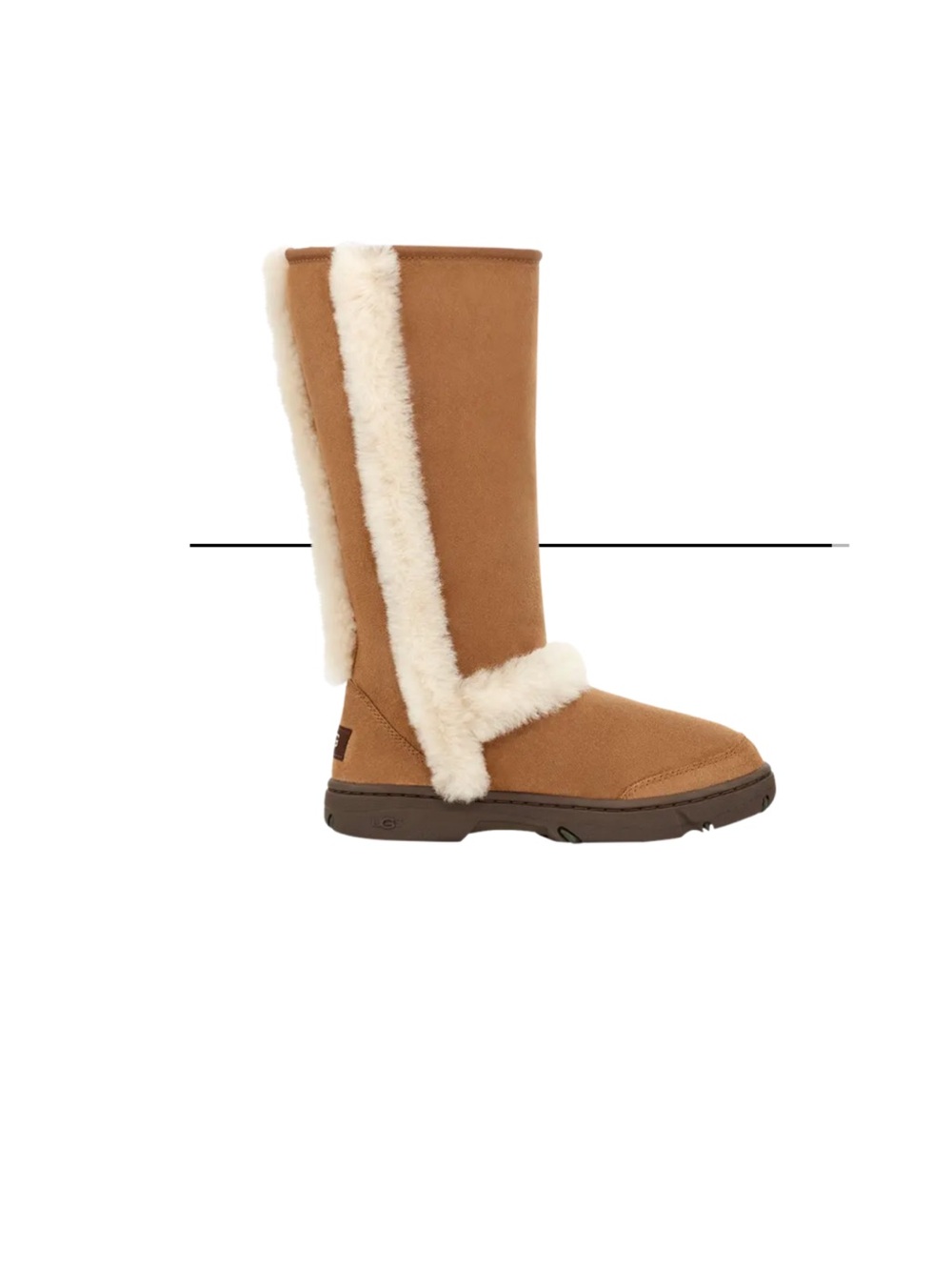 UGG Chestnut Sunburst Tall Shearling-Trim Winter Boots with Cream Fur